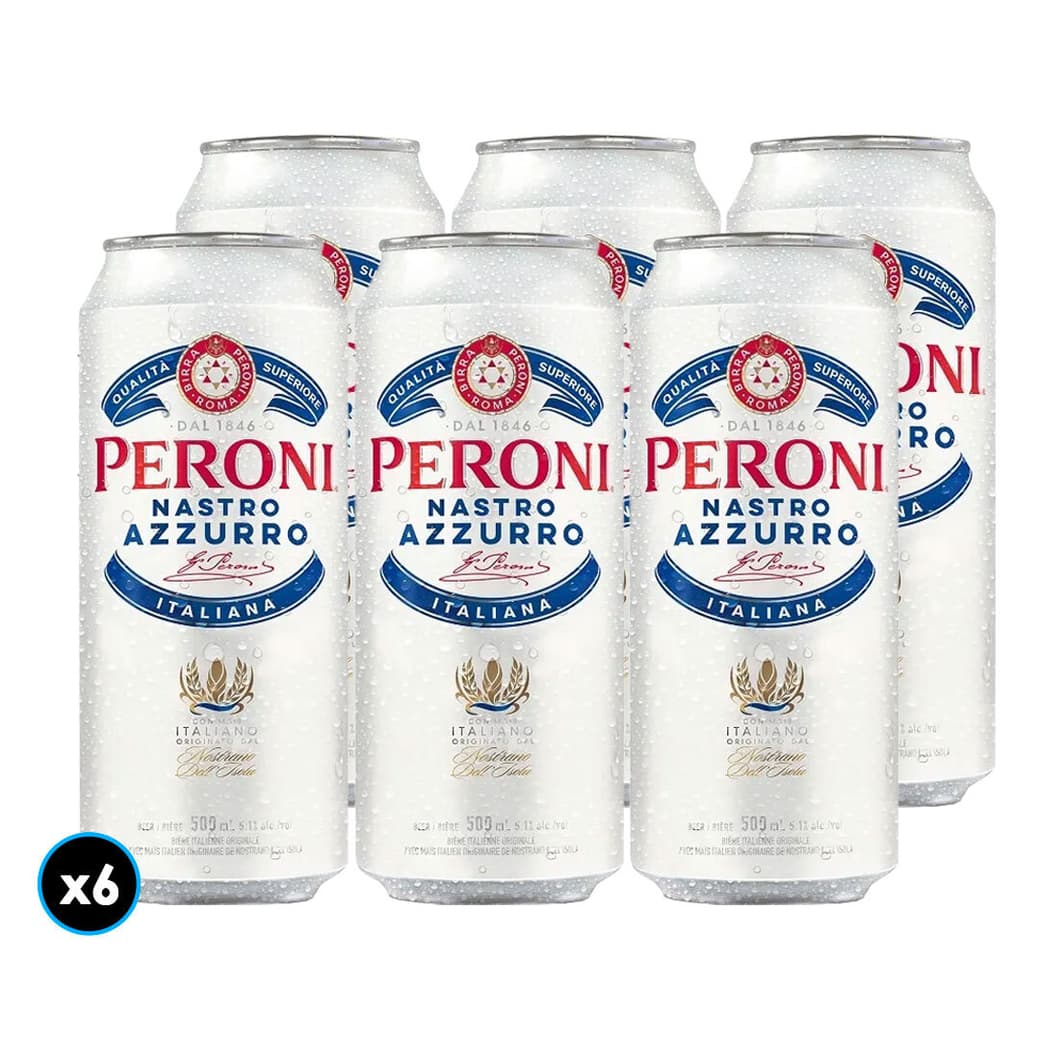 6x Cerveza Peroni Nastro Azurro Lata 500cc_1