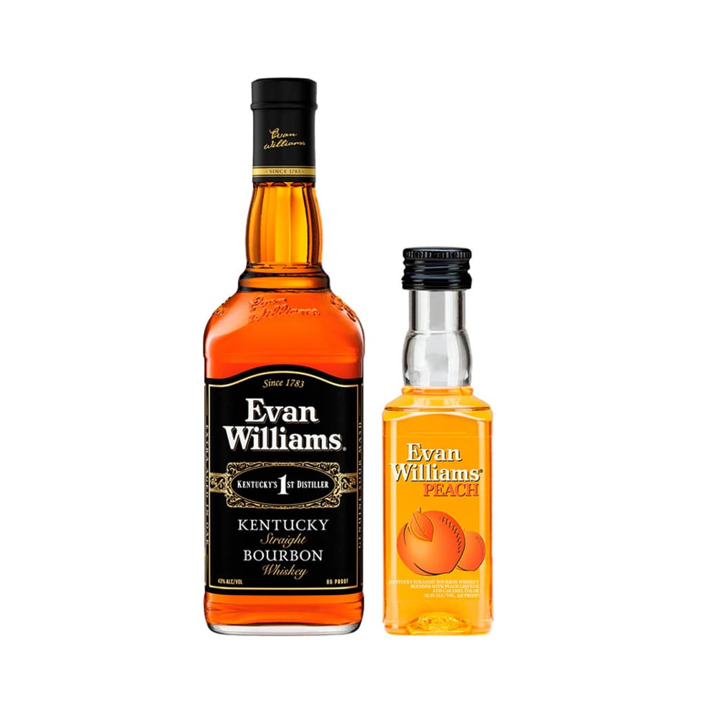 Pack Evan Williams Black Nº3: Whiskey Bourbon Evan Williams Black 750cc + Whiskey Bourbon Evan Williams Peach 50cc_1