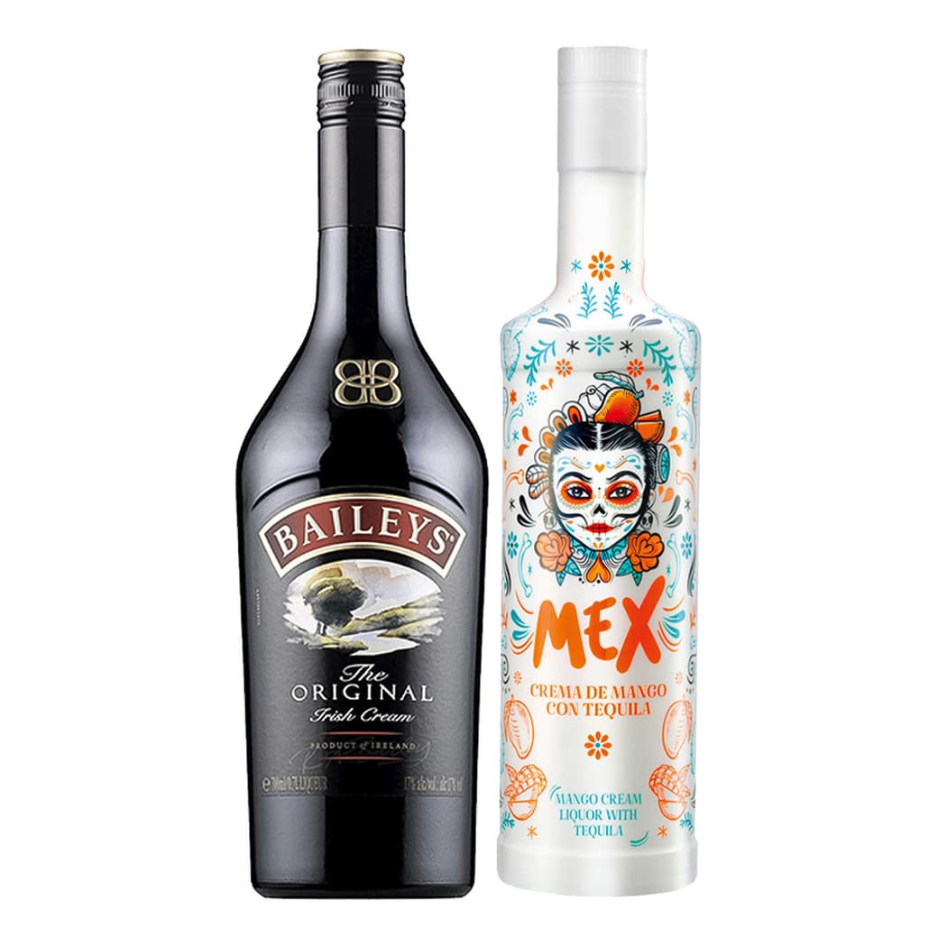 PACK BAILEYS + MEX FRESA: Licor Baileys Irish Cream 750cc 17º alc. + Crema de Mango con Tequila Mex 700cc_1