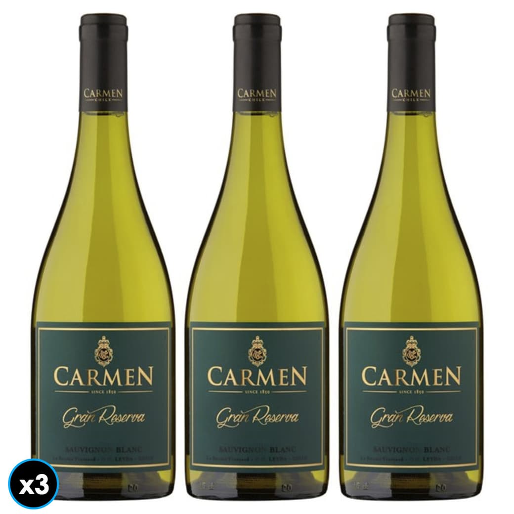 3x Vino Carmen Gran Reserva Sauvignon Blanc 750cc_1