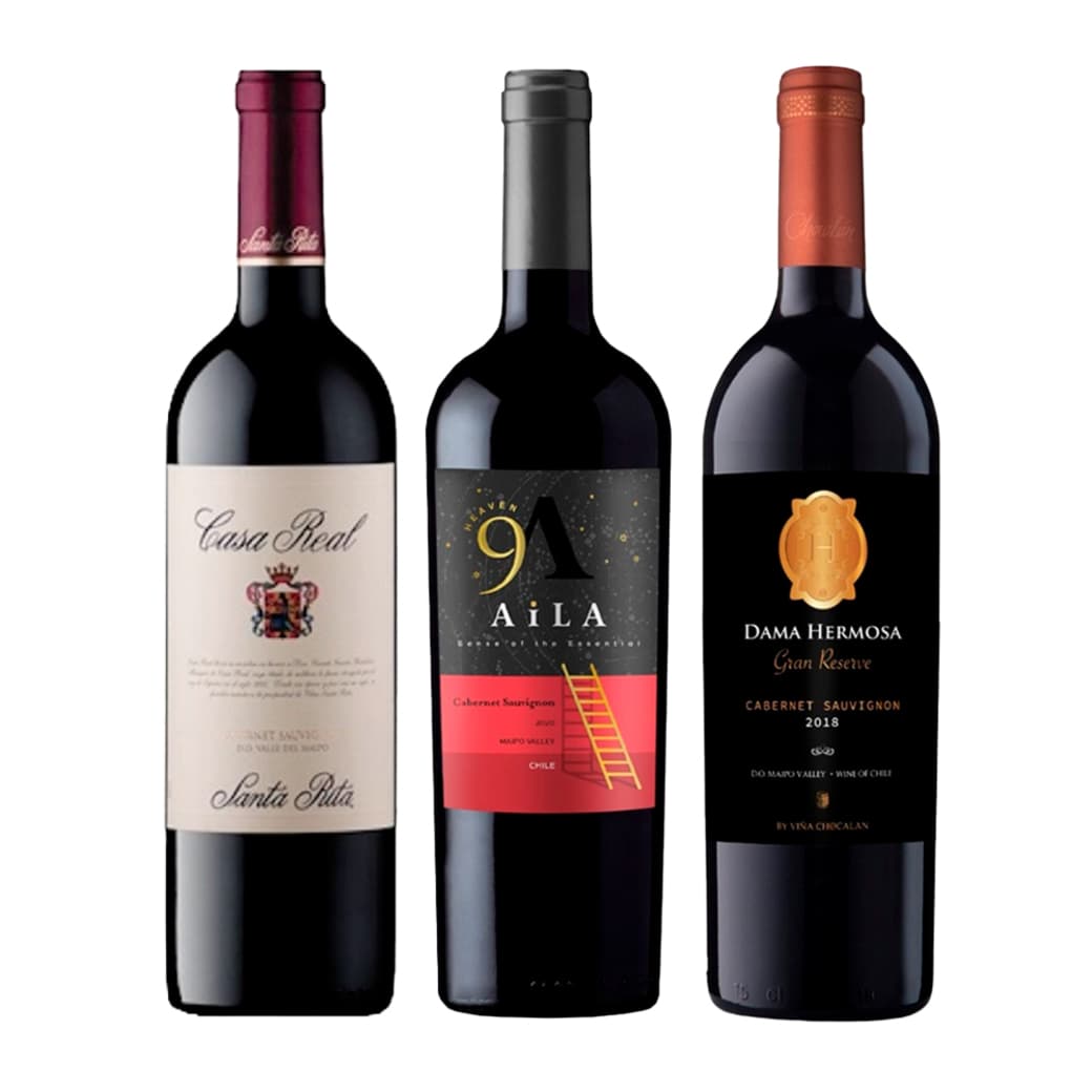 TRIO REAL AILA CHOCALAN: 1x Vino Casa Real Cabernet Sauvignon 750cc + 1x Vino Aila Heaven Gran Reserva Cabernet Sauvignon 750cc + 1x Vino Chocalan Dama Hermosa Gran Reserva Cabernet Sauvignon 750cc_1