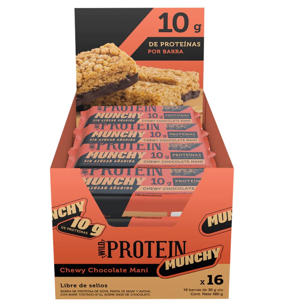 Barritas Munchys Wild Foods Chocolate Maní 16 Unidades_1