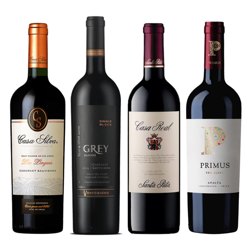 PACK GRAN PREMIUM (Cabernet): Vino Casa Silva Gran Terroir Cabernet Sauvignon 750cc + Vino Ventisquero Grey Cabernet Sauvignon 750cc + Vino Casa Real Cabernet Sauvignon 750cc + Vino Veramonte Primus The Blend 750cc_1