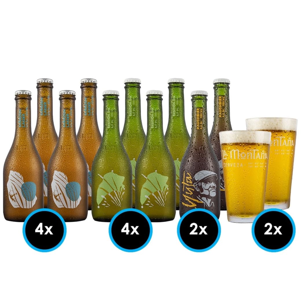 KIT LA MONTAÑA Nº3: 10x Cervezas la Montaña + 2x Vasos La Montaña_1