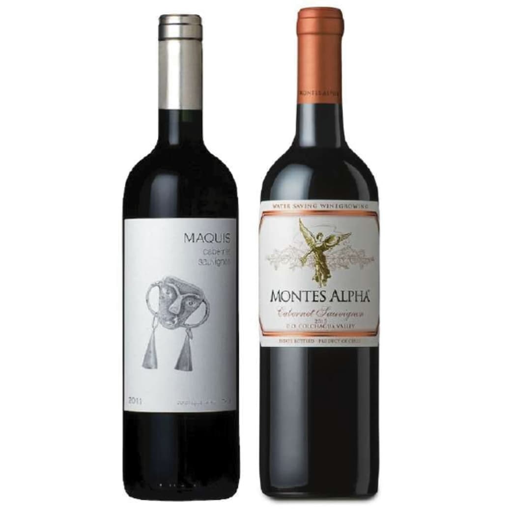 PACK DUO MAQUIS MONTES (Cabernet): Vino Maquis Gran Reserva Cabernet Sauvignon 750cc + Vino Montes Alpha Cabernet Sauvignon 750cc _1