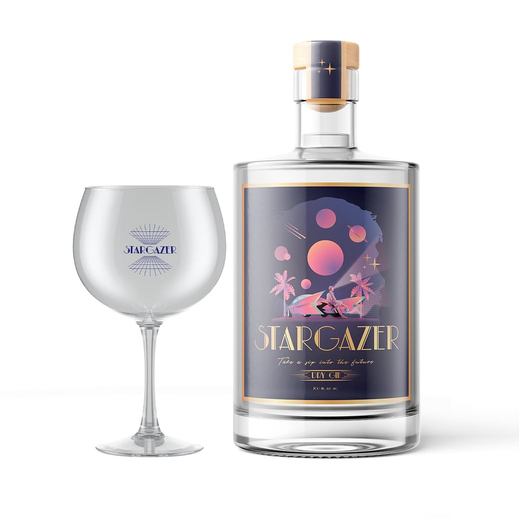 PACK STARGAZER® Nº1: 1x Stargazer® Gin 700cc 42º alc. + 1x Copa Gin Stargazer_1