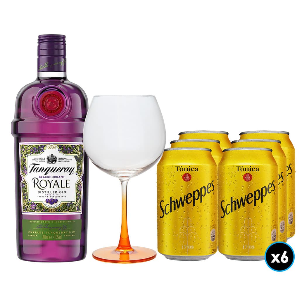 PACK ROYALE - SCHWEPPES: Gin Tanqueray Royale 700cc + 6x Bebida Schweppes Agua Tónica 350cc + Copón Tanqueray_1