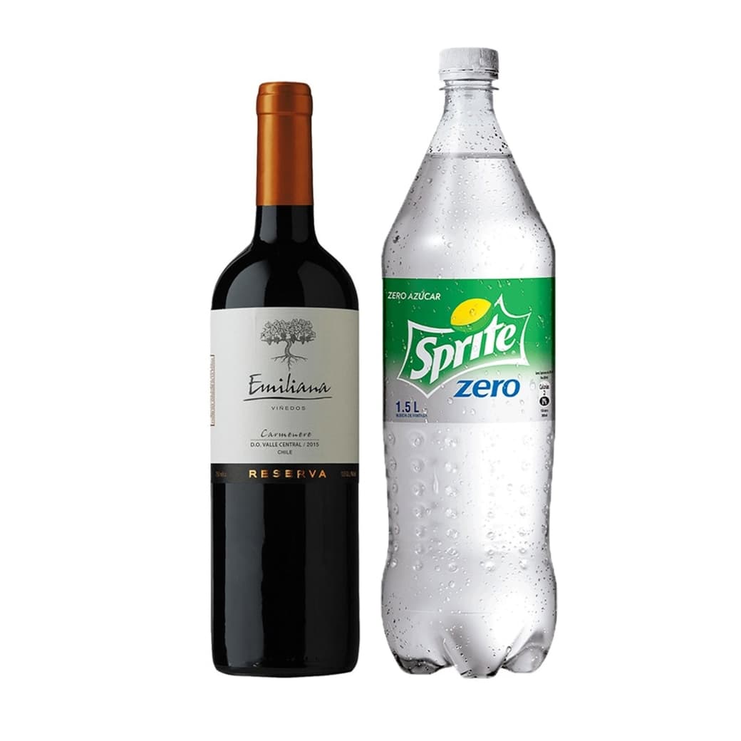 1x Vino Emiliana Reserva Carmenere 750cc + 1x Sprite Zero 1.5 lts._1