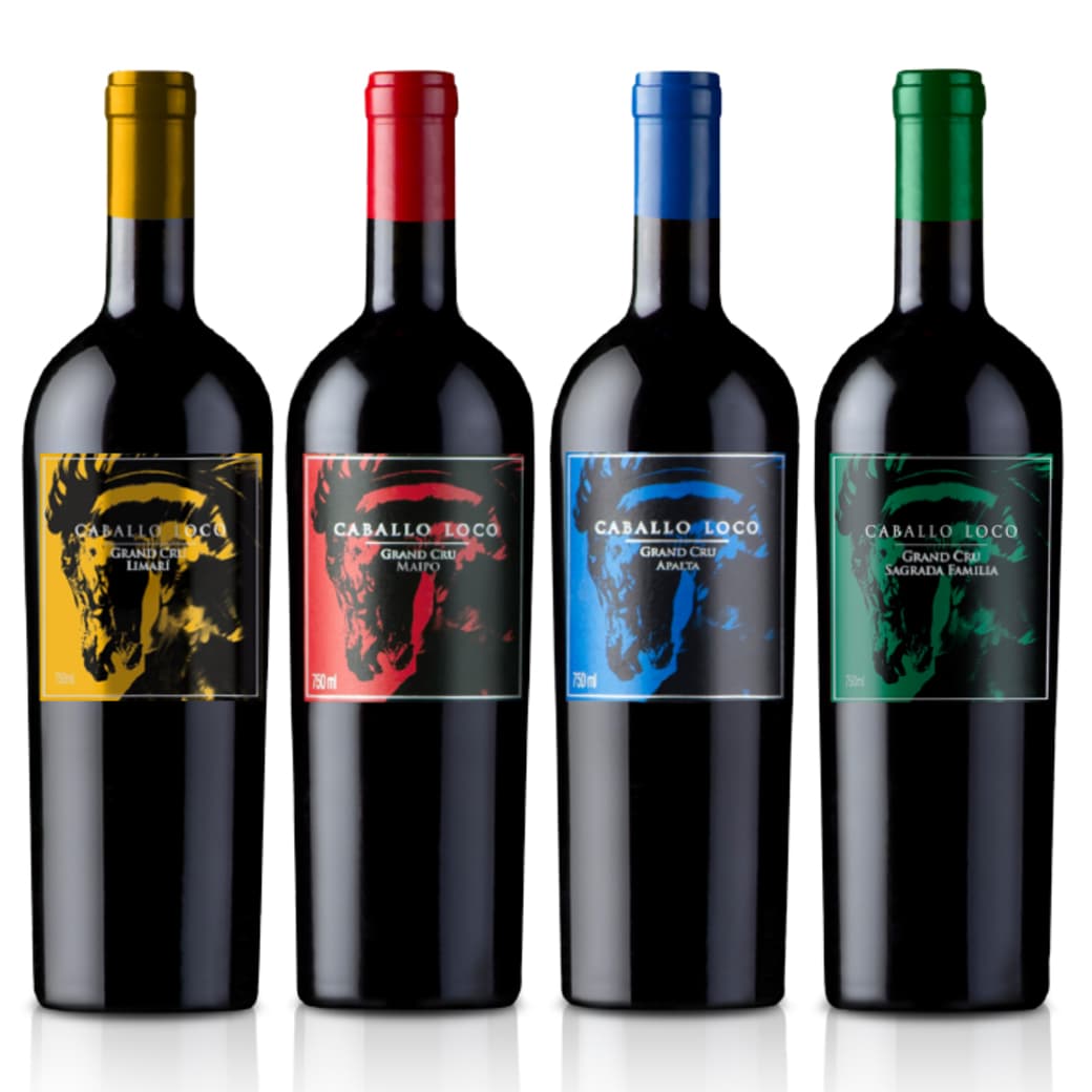 PACK CABALLO LOCO: Vino Caballo Loco Gran Cru Limarí 750cc + Vino Caballo Loco Gran Cru Maipo 750cc + Vino Caballo Loco Grand Cru Apalta 750cc + Vino Caballo Loco Gran Cru Sagrada Familia 750cc_1