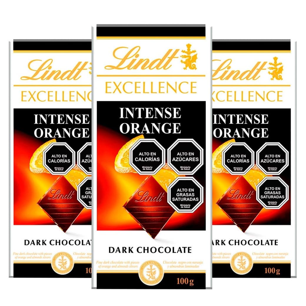 3x Chocolate Lindt Excellence Orange Amargo Intenso Barra 100 grs._1
