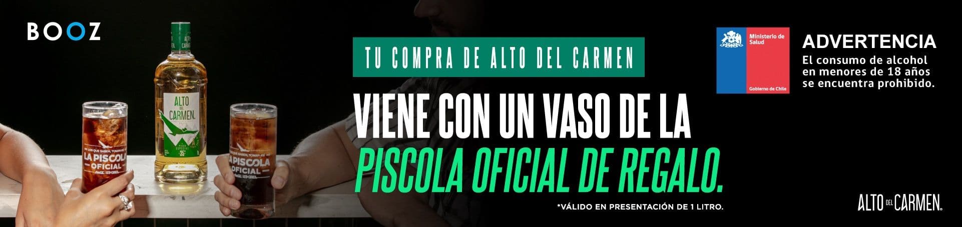 Pisco Alto del Carmen + Vaso 