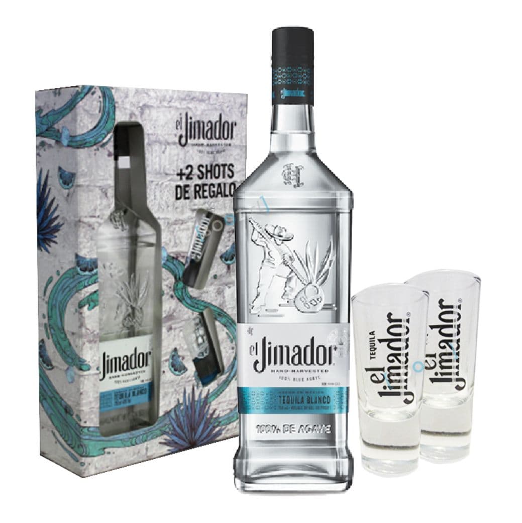 PACK JIMADOR: Tequila Jimador Blanco 750cc + 2 Vasos Shots_1