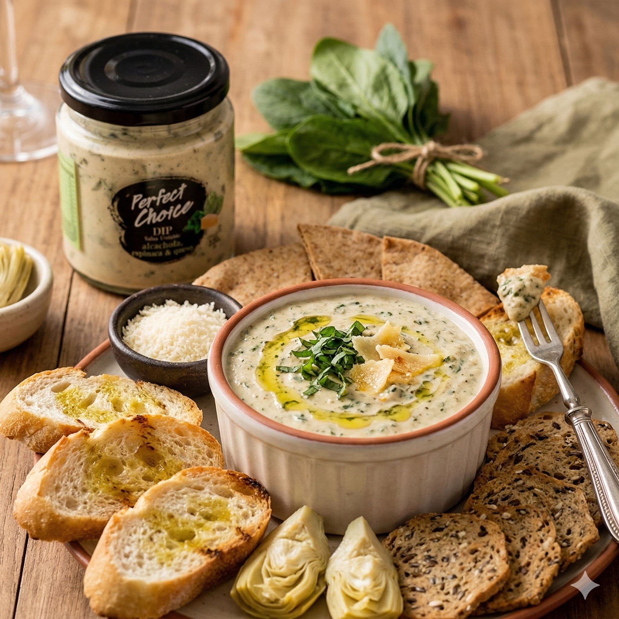 Dip Perfect Choice Alcachofa Espinaca y Queso Frasco 225 gra. _2