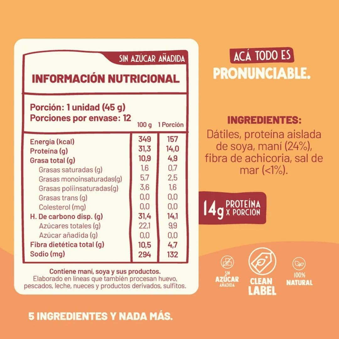 Barras de proteína Underfive Salted Peanut 45 grs (12 unidades)_2