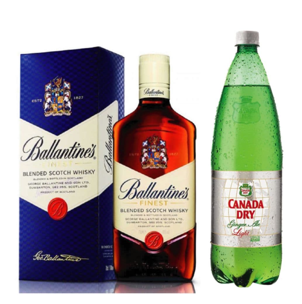 Whisky Ballantines Finest 750cc + Canada Dry Ginger Ale 1.5 lts. Light_1
