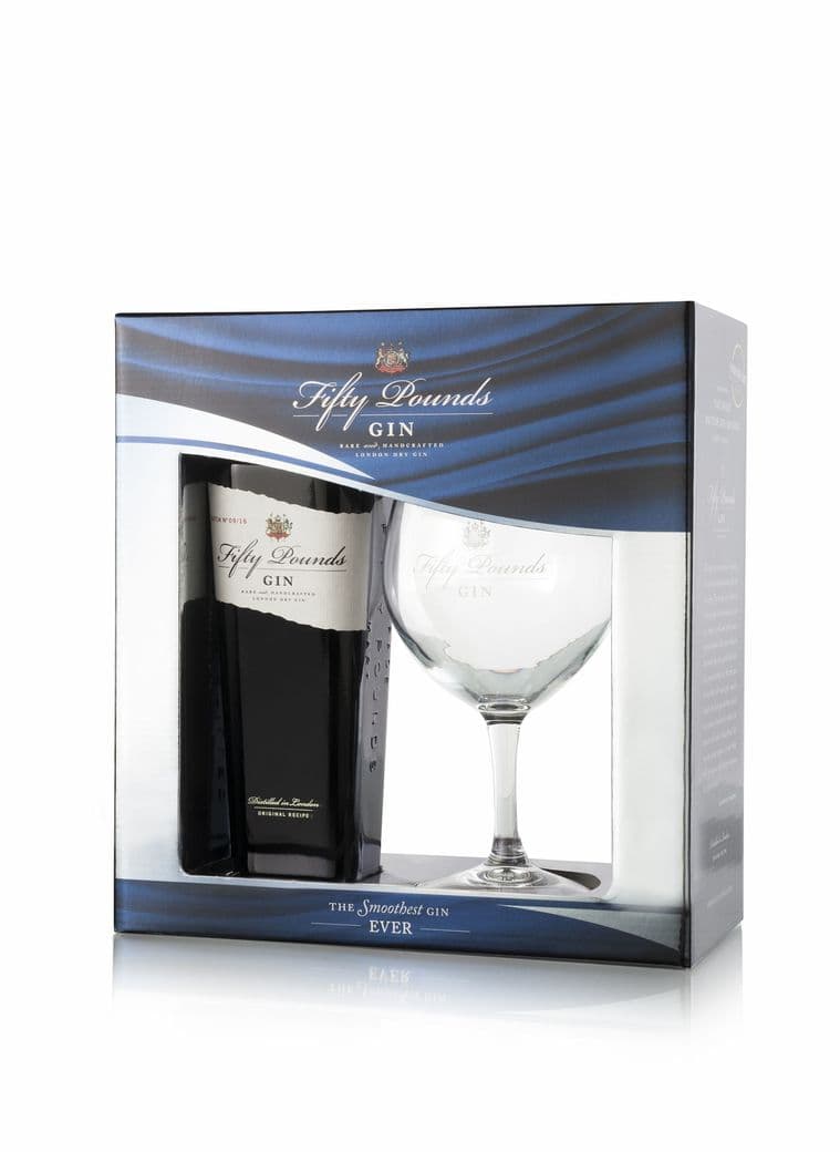 Pack: Gin Fifty Pounds London Dry (13 Botánicos) 700cc 43,5º alc. + Copa_1