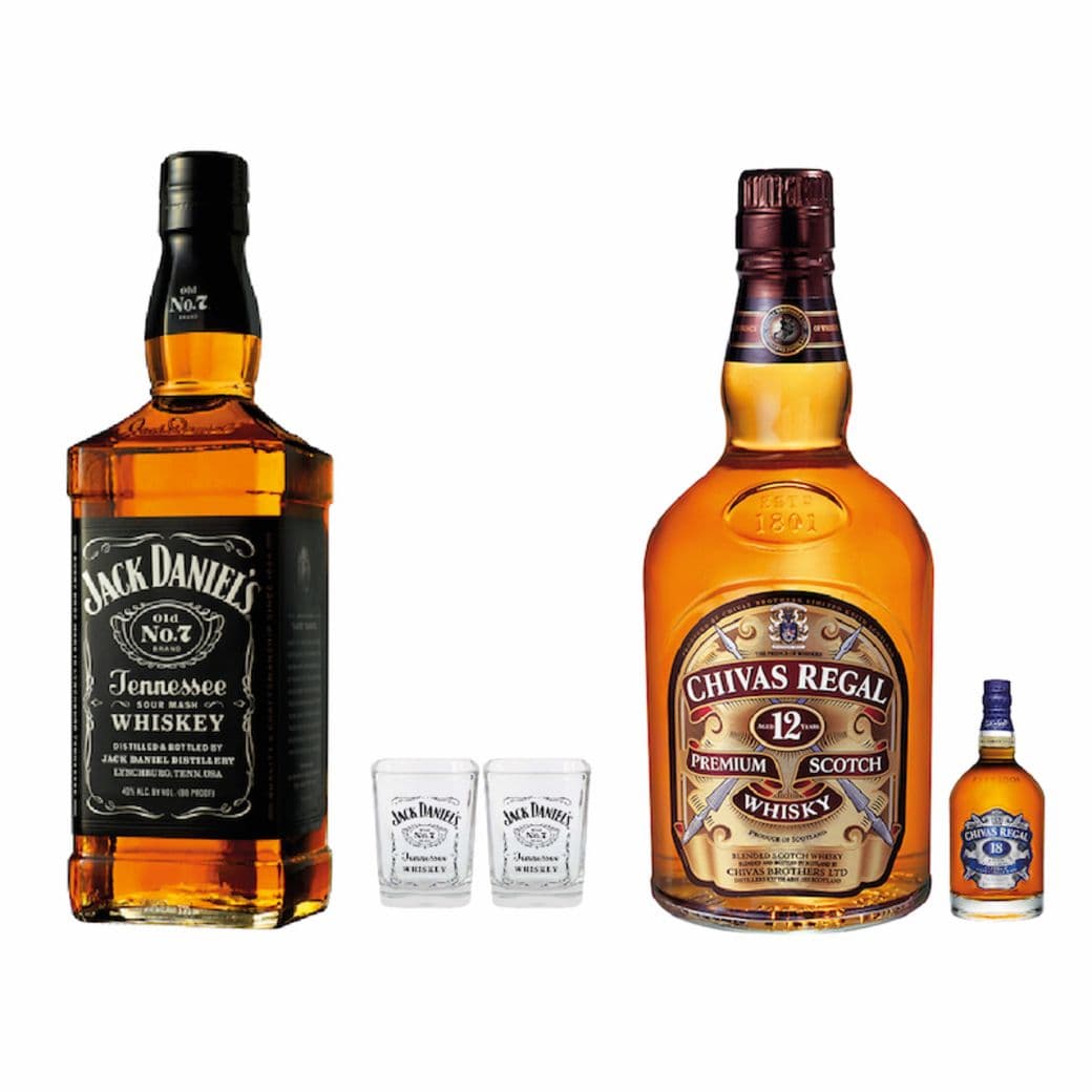Whiskey Jack Daniels N7 750cc + 2 Vasos + Chivas Regal 12 Años 750cc + Chivas Regal 18 Años Mini 50cc_1