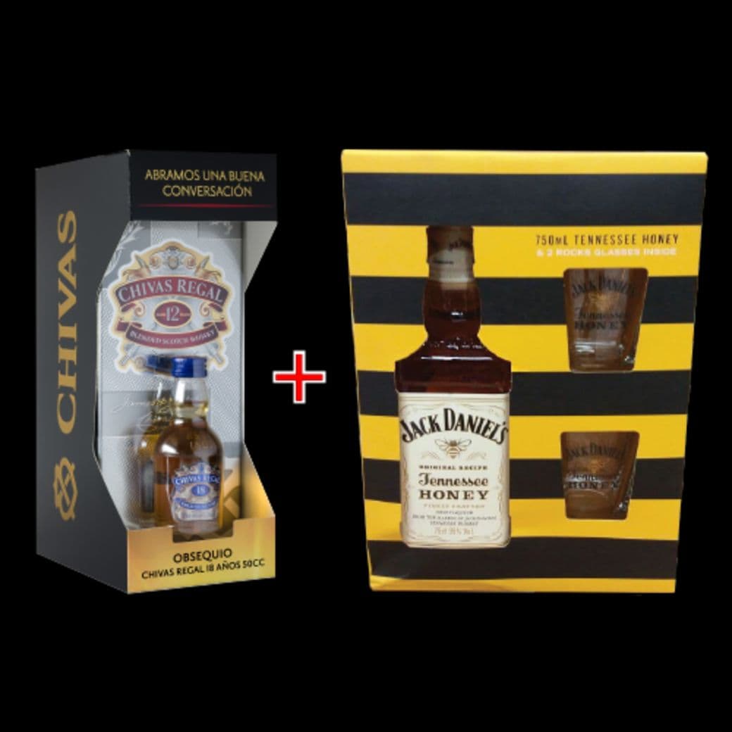 Chivas Regal 12 años + Chivas 18 años mini + Jack Honey + 2 vasos!_1