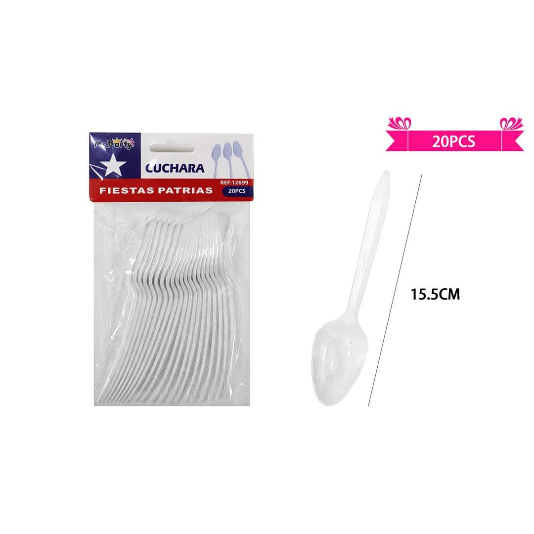 Cuchara Plástica Blanca 15.5cm (20 Unidades)_1