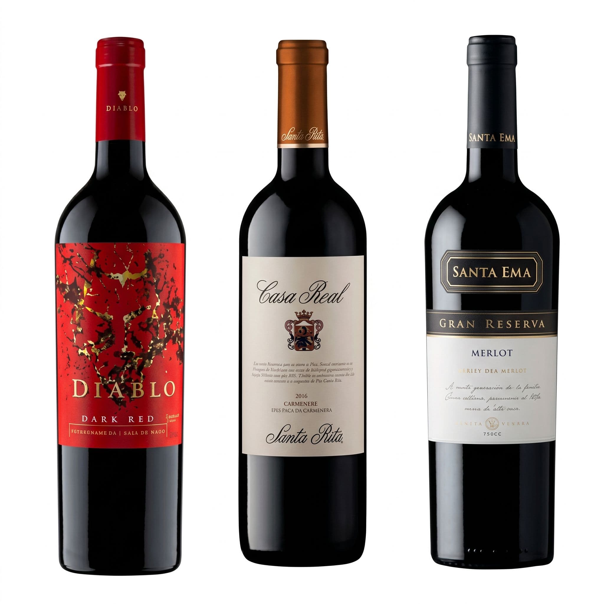 CYBER WINE PACK Nº2: 1x Vino Diablo Dark Red 750cc + 1x Vino Casa Real Carmenere 750cc + 1x Vino Santa Ema Gran Reserva Merlot 750cc_1