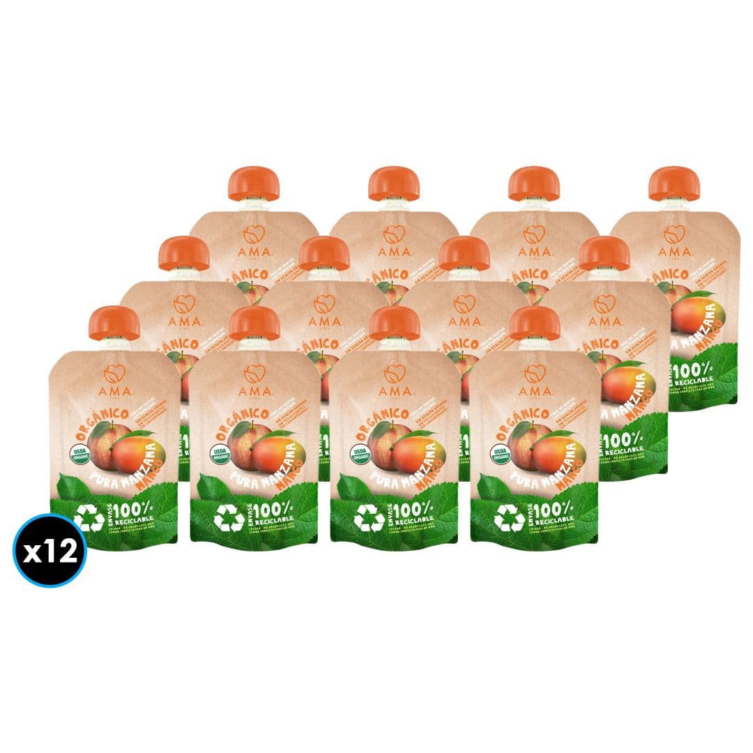 12x Puré Orgánico Ama Manzana Mango 90 gramos_1