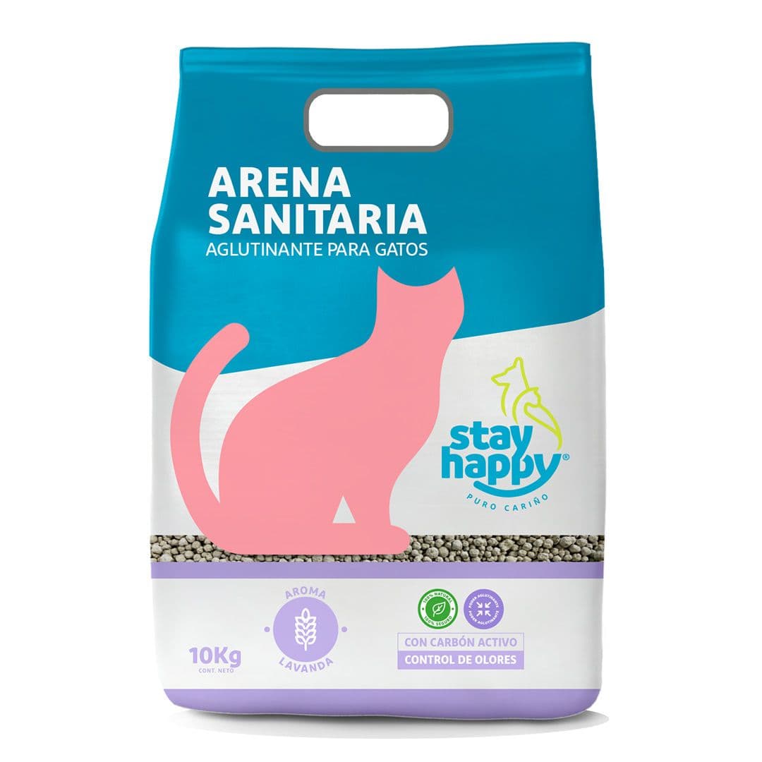 Arena para Gatos Aglutinante Stay Happy Aroma Lavanda 10 Kg_1