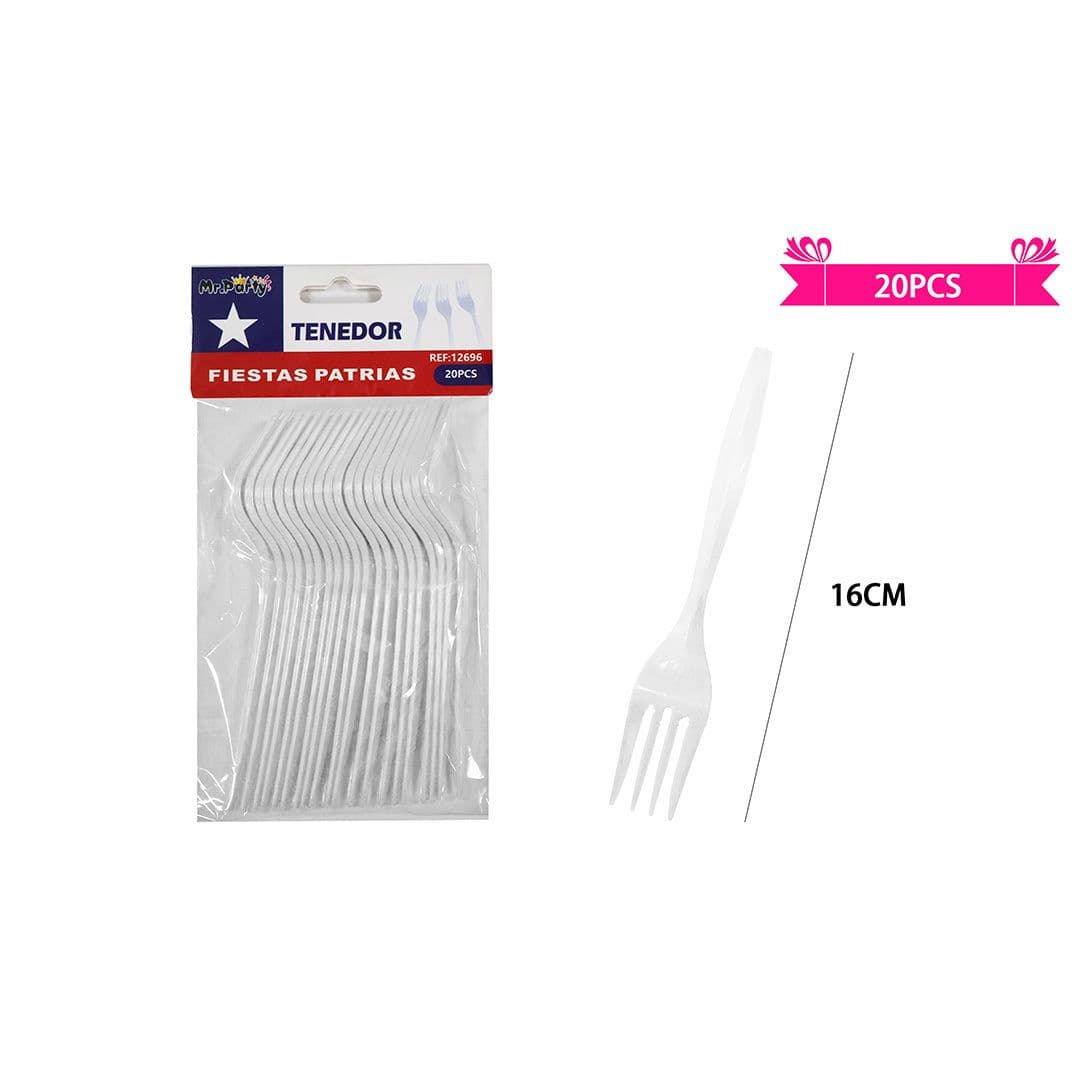 Tenedor Plástio Blanco 16cm (20 Unidades)_1