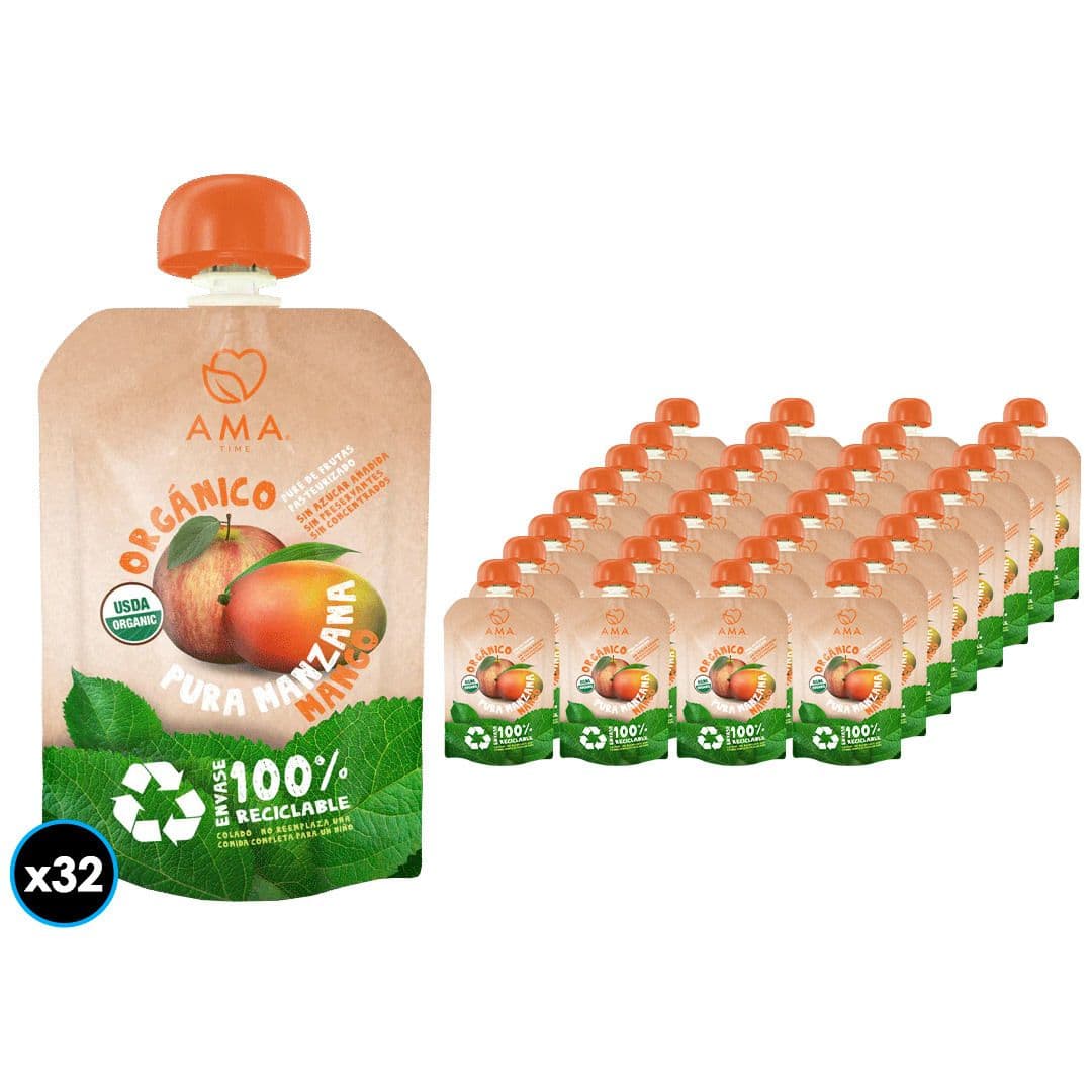 32x Puré Orgánico Ama Manzana Mango 90 gramos_1
