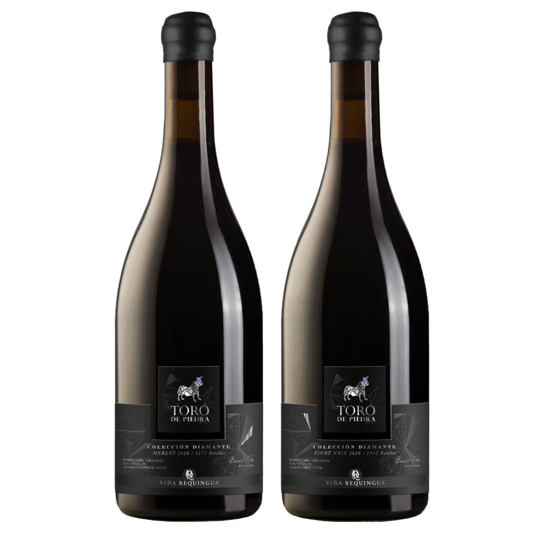 PACK TORO DE PIEDRA COLECCIÓN DIAMANTE: 1X Vino Toro de Piedra Colección Diamante Merlot 750cc + 1X Vino Toro de Piedra Colección Diamante Pinot Noir 750cc_1
