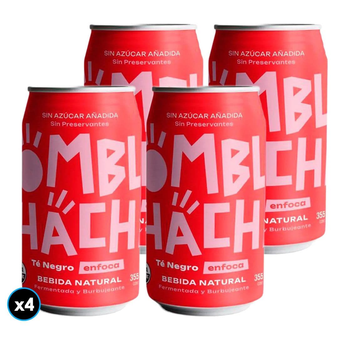 4x Kombuchacha Original Té Negro Sin Azúcar Lata 355cc_1