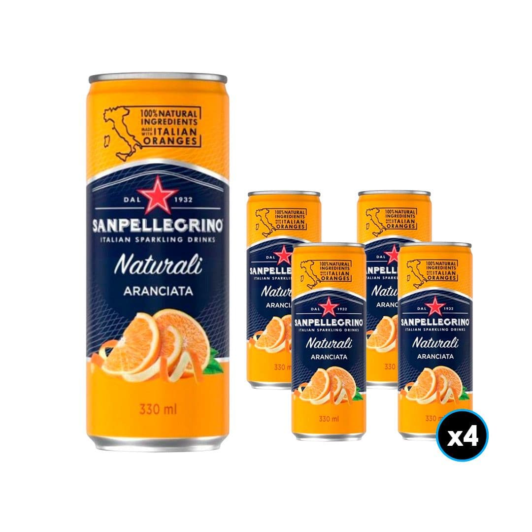 4x Agua San Pellegrino Aranciata Con Gas Lata 330cc_1
