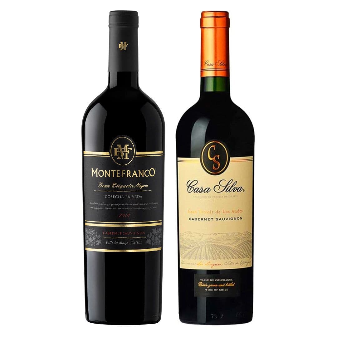 DUO MONTEFRANCO CASA SILVA Nº2: 1x Vino MonteFranco Gran Etiqueta Negra Cabernet Sauvignon 750cc + 1x Vino Casa Silva Gran Terroir Cabernet Sauvignon 750cc_1