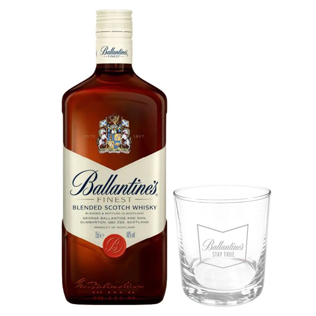 Pack Ballantines 750cc + Vaso: Whisky Ballantines Finest 750cc 40º alc. + Vaso Ballantines_1