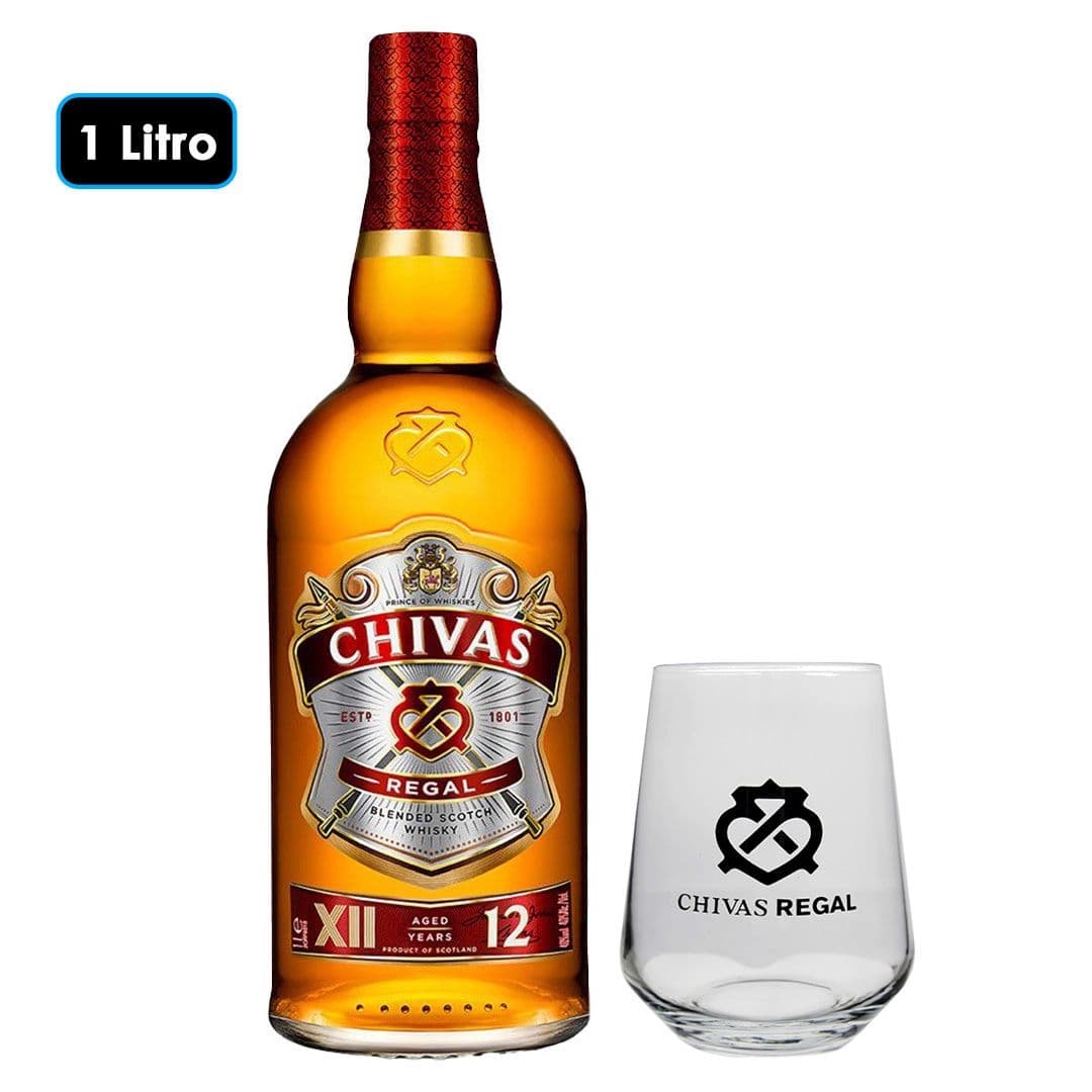 1x Whisky Chivas Regal 12 años 1 Litro 40º alc. + Vaso Chivas Regal_1