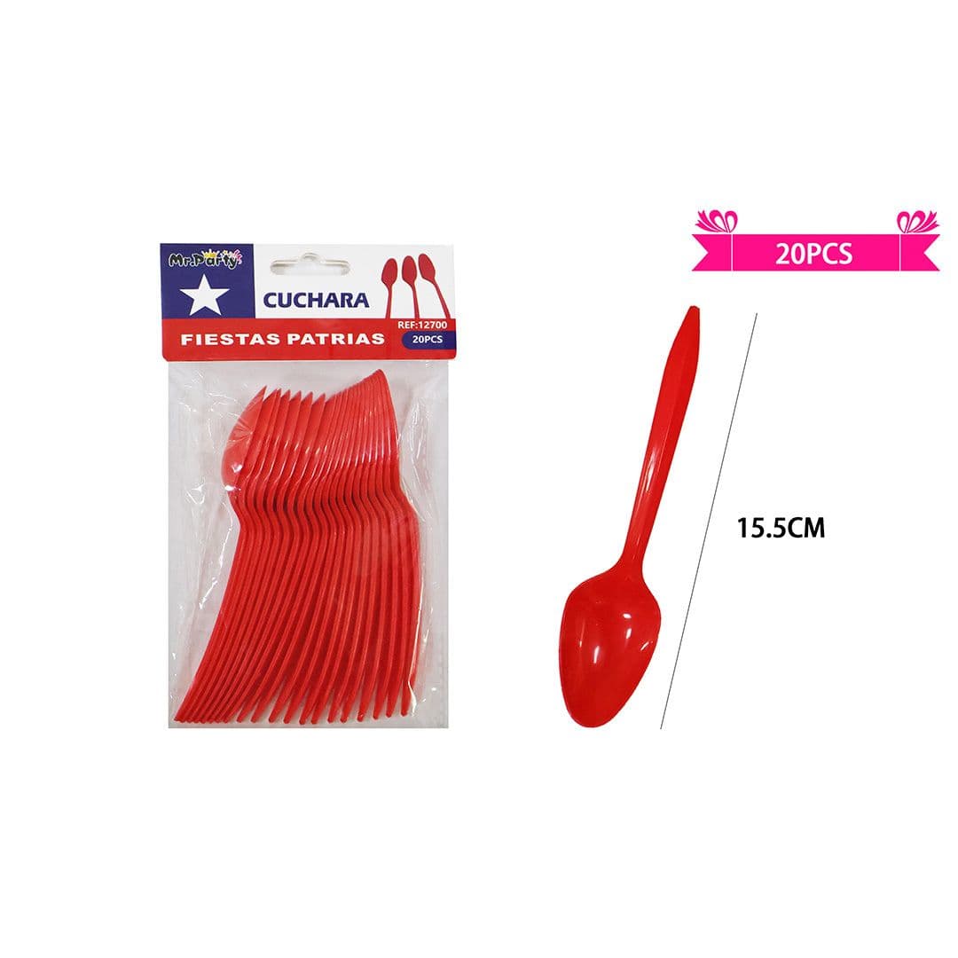 Cuchara Plástica Roja 15.5cm (20 Unidades)_1