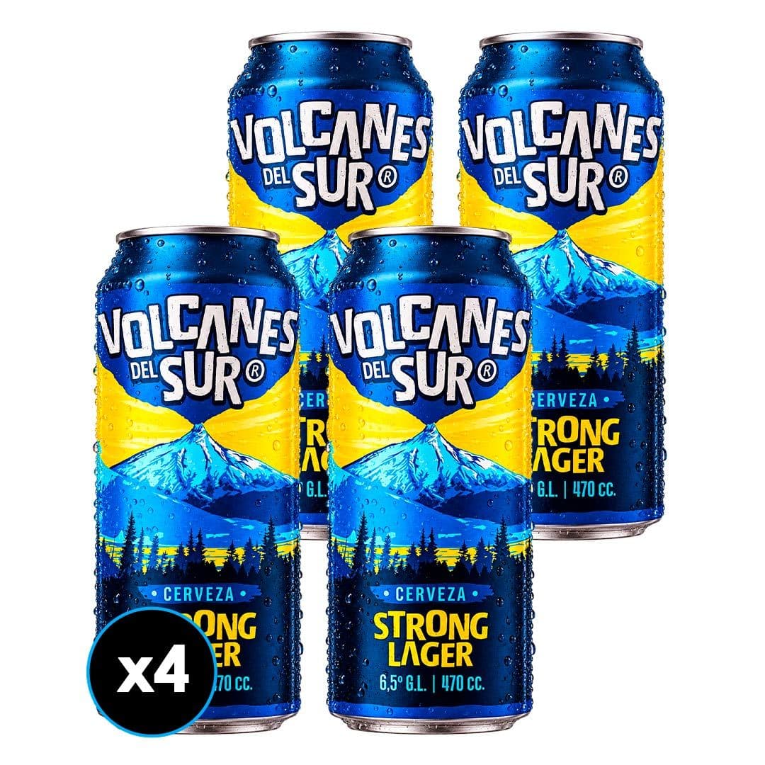4x Cerveza Volcanes del Sur Strong Lager Lata 470cc_1