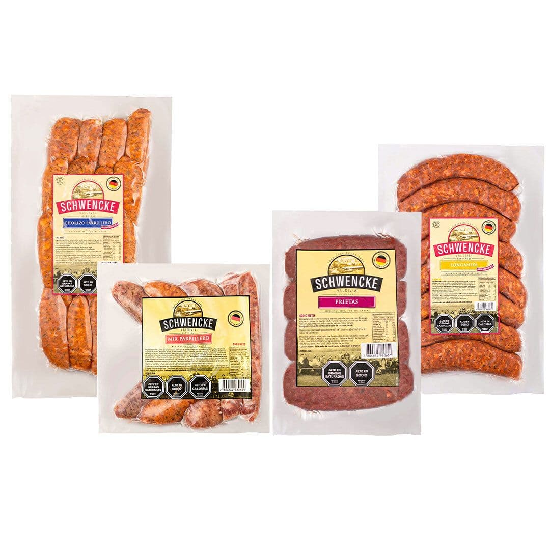 PACK DIECIOCHERO SCHWENCKE: 1× Chorizo Parrillero 1kg + 1× Longaniza Artesanal 1kg + 1× Mix Parrillero 500g + 1× Prieta Schwencke 400g_1