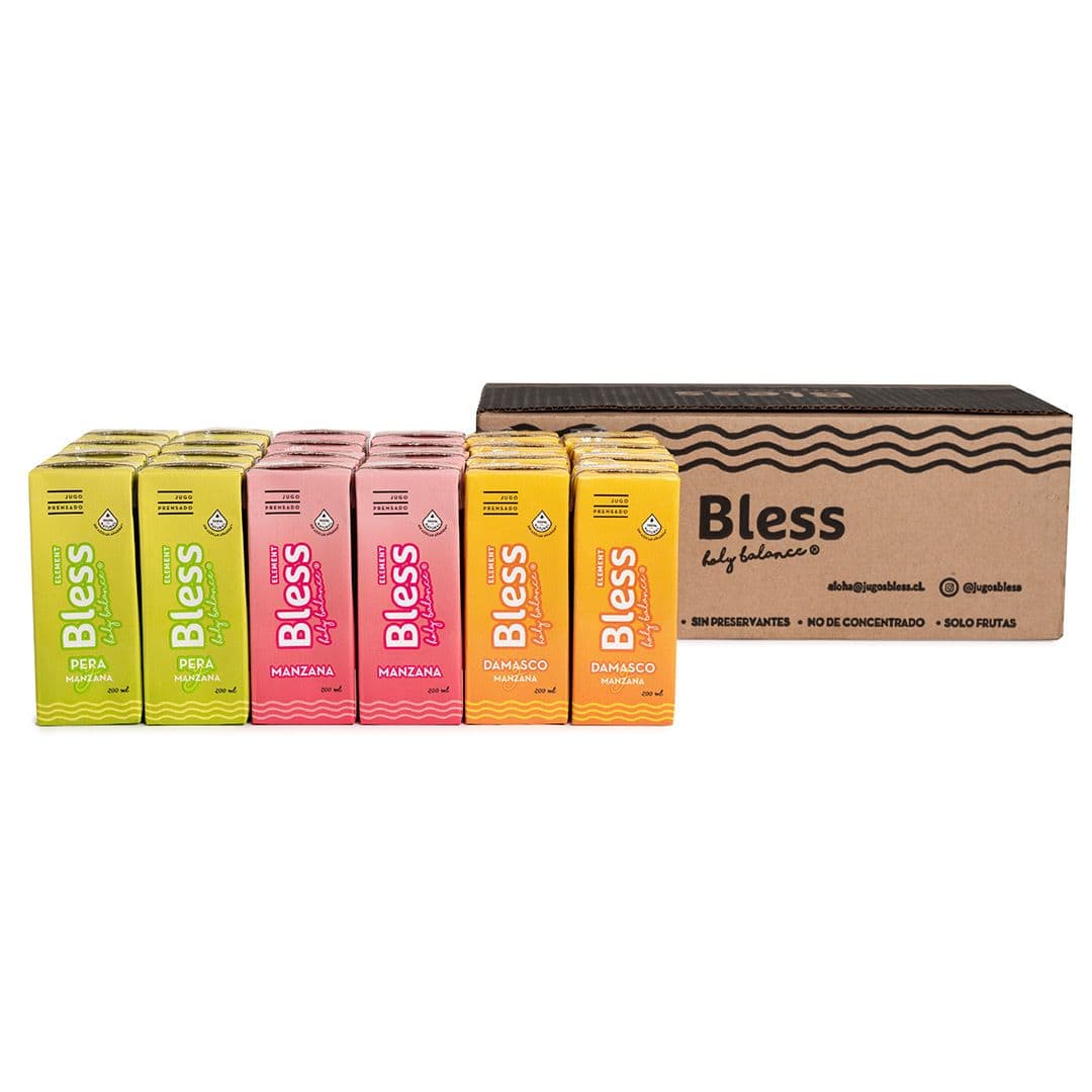 Caja 24x Jugos Bless Manzana, Pera y Damasco 200cc_1