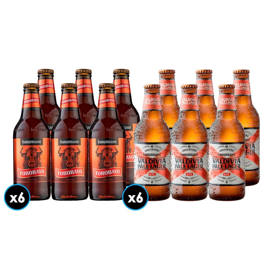 GRAN DUO KUNSTMANN Nº1: 6x Cerveza Kunstmann Torobayo en Botella 330cc + 6x Cerveza Kunstmann Valdivia Pale Lager Botella 330cc_1