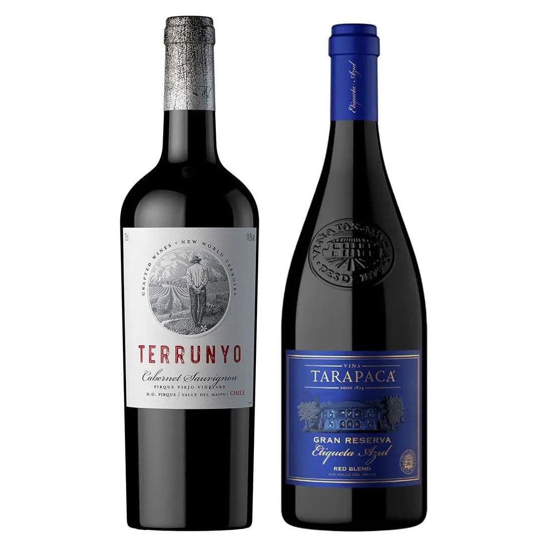 GRAN DUO TARAPACÁ - TERRUNYO: 1x Vino Tarapacá Premium Etiqueta Azul Blend 750cc + 1x Vino Terrunyo Cabernet Sauvignon 750cc_1