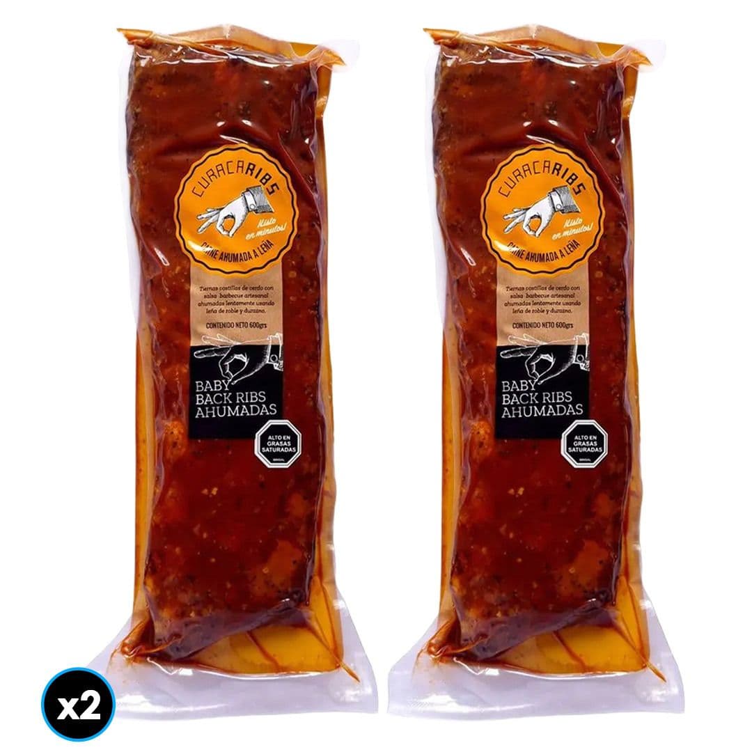 2x Curacaribs Baby Back Ribs Ahumadas con Salsa Barbecue 600 grs._1