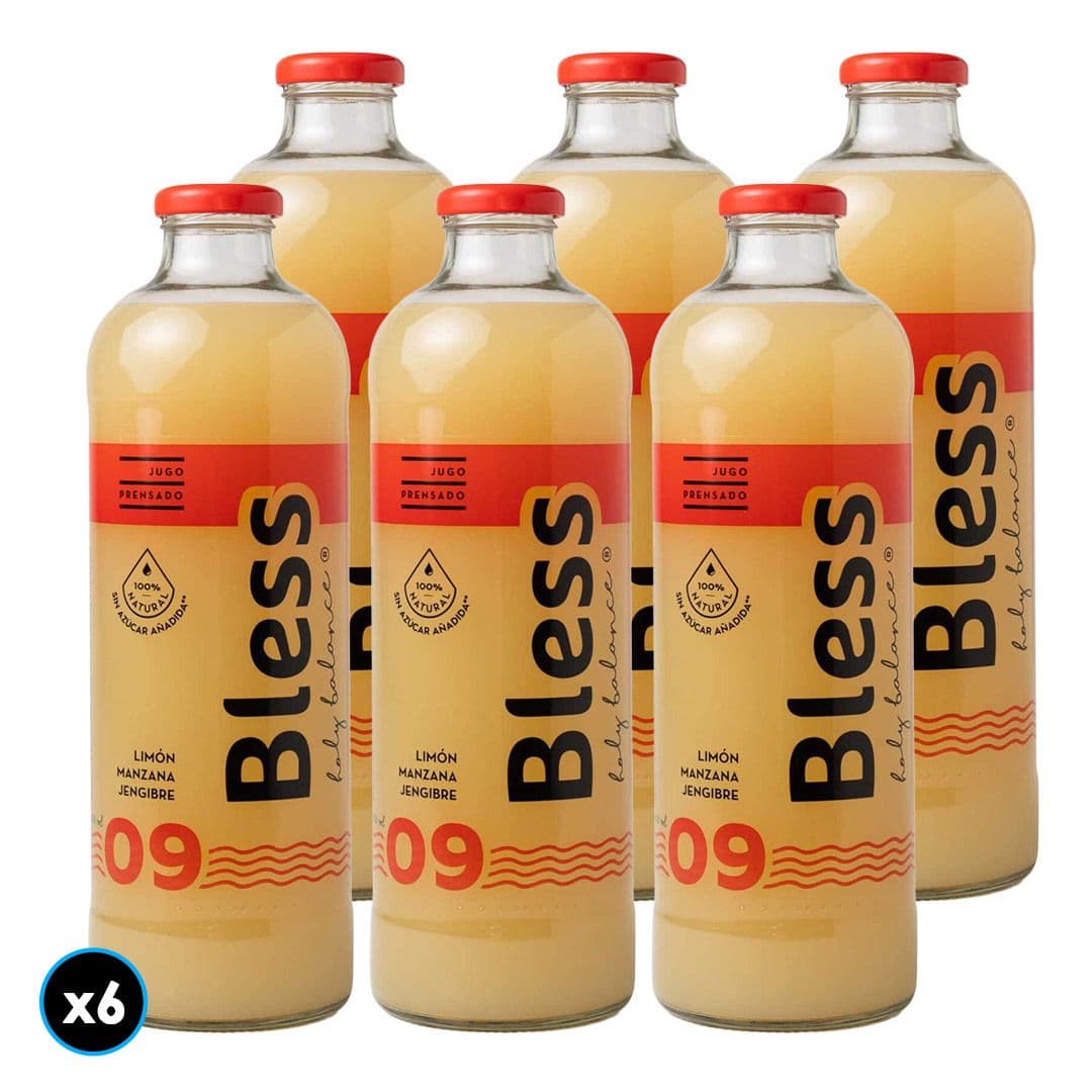 6x Jugo Bless 09 Limón, Manzana y Jengibre 1L_1