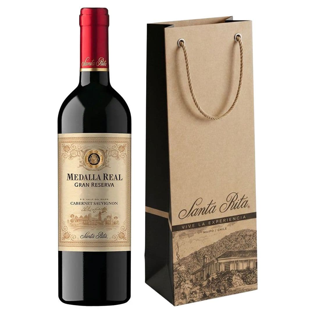 PACK MEDALLA REAL GR + BOLSA DE REGALO: 1x Vino Medalla Real Gran Reserva Cabernet Sauvignon 750cc + 1x Regalo Bolsa VSR_1