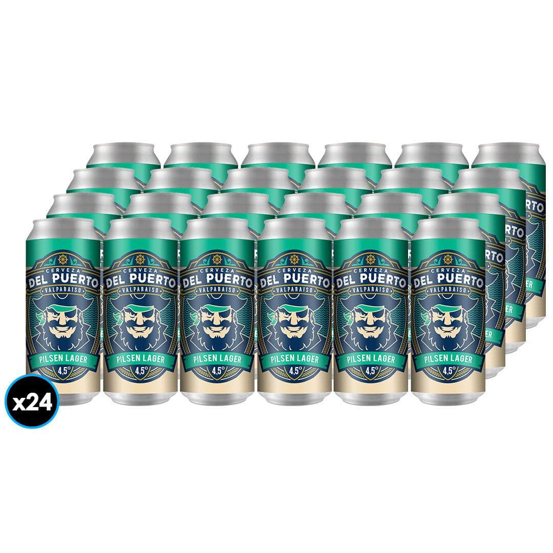 24X Cerveza del Puerto Pilsen Lager Lata 473 cc 4.5° GL_1