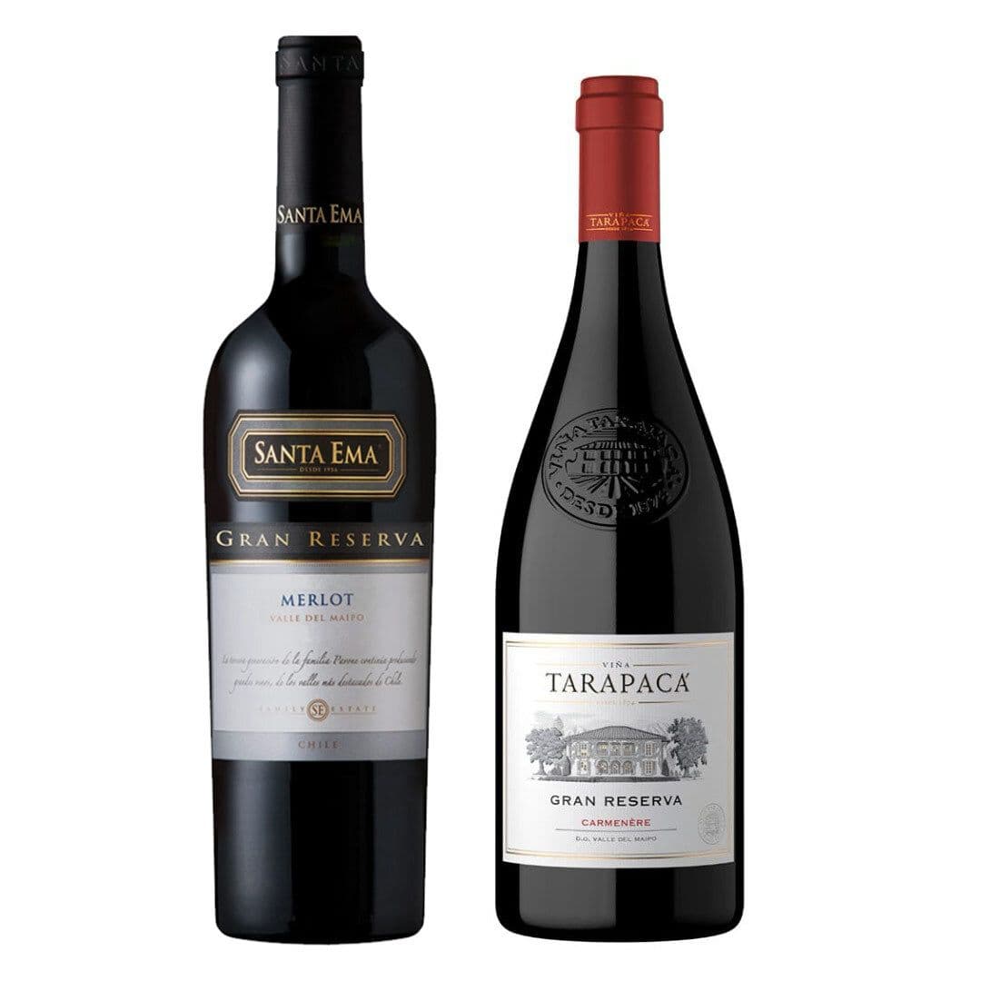 PACK DUO GRAN RESERVA Nº2 (Merlot/Carmenere): Vino Santa Ema Gran Reserva Merlot + Vino Tarapacá Gran Reserva Carmenere_1