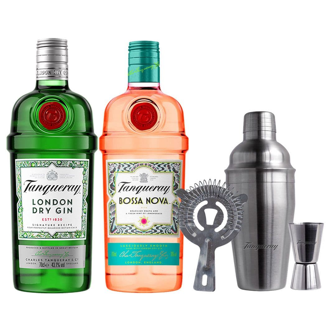 PACK TANQUERAY: 1x Gin Tanqueray Boosa Nova 700cc + 1x Gin Tanqueray 700cc 43.1ºalc.+ 1x Coctelera Tanqueray_1