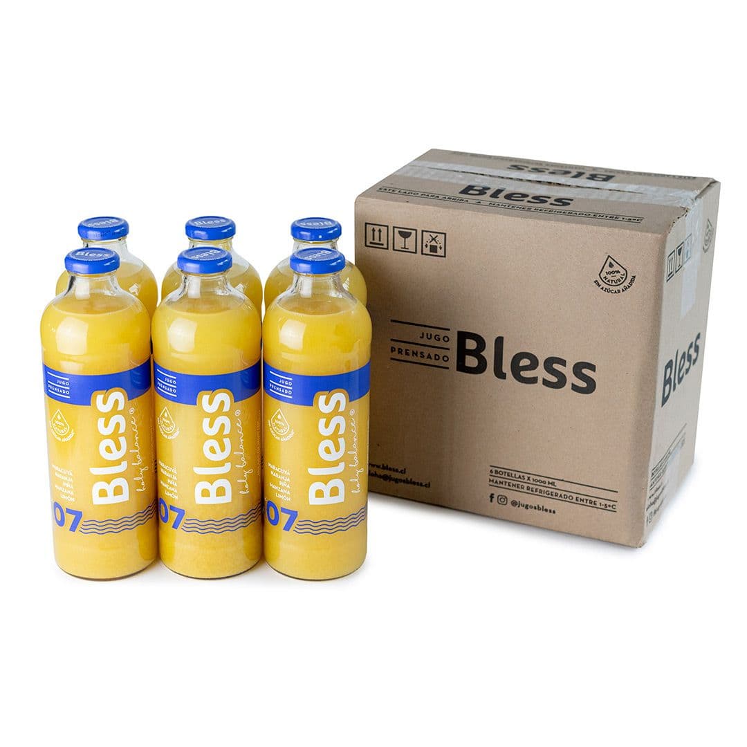 6x Jugo Bless 07 Maracuyá, Naranja, Piña, Mazana y Limón 1 L_1
