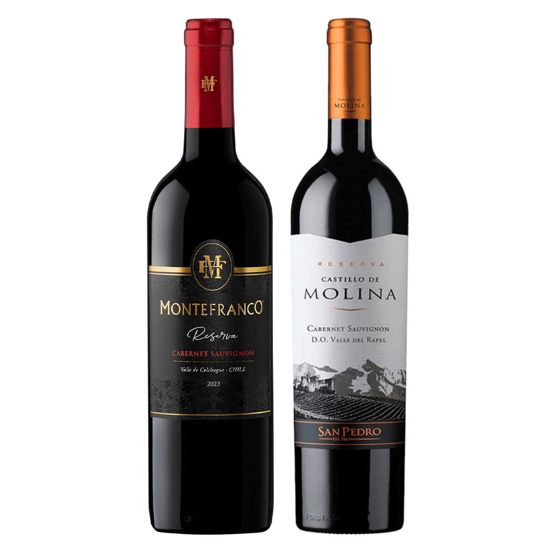 1x Vino MonteFranco Reserva Cabernet Sauvignon 750cc + 1x Vino Castillo de Molina Reserva Cabernet Sauvignon 750cc_1
