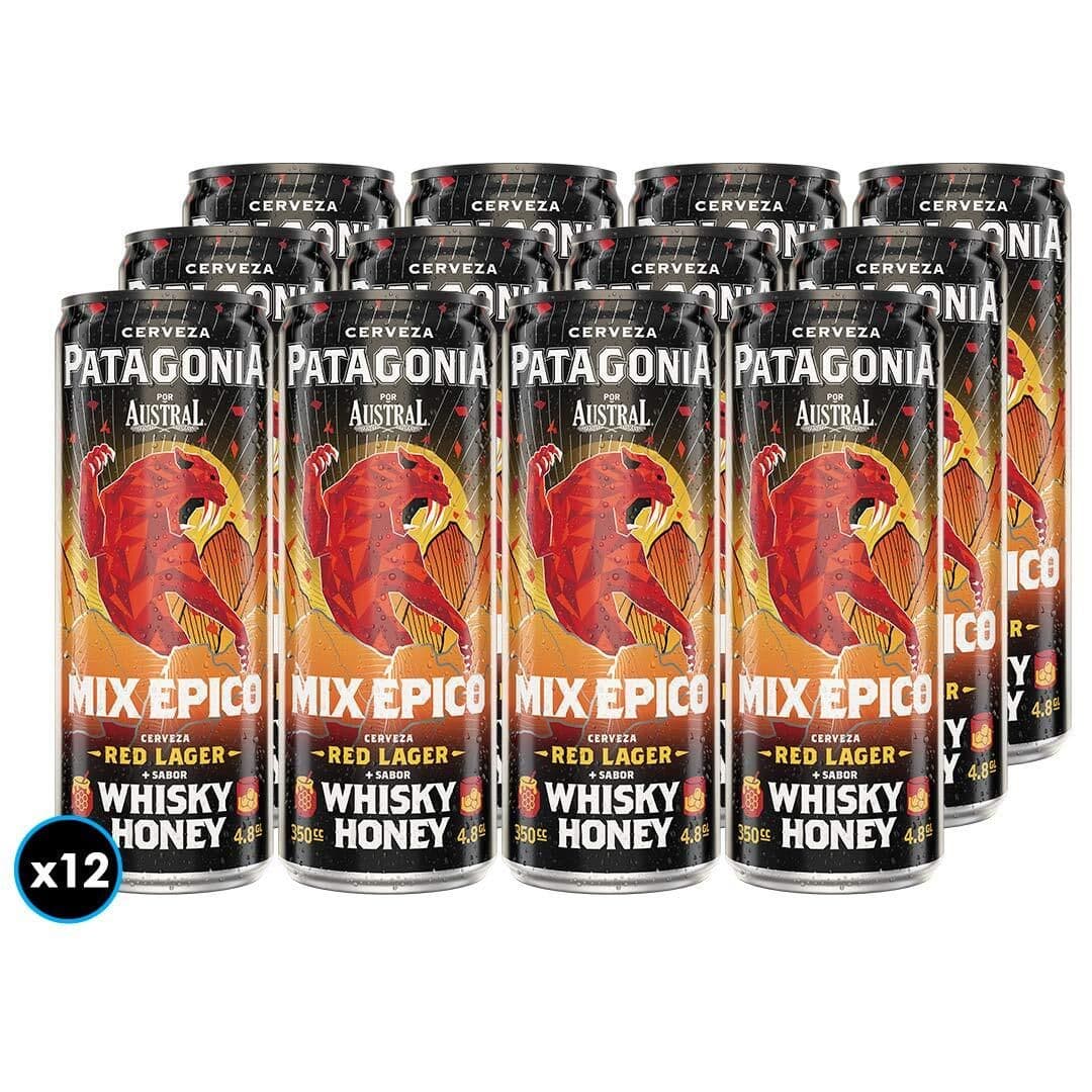12x Cerveza Patagonia Red Lager Whisky Honey en Lata 350cc_1