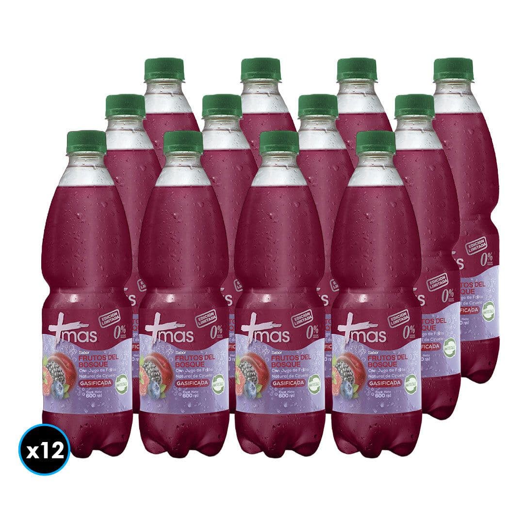 12x Agua Mas Frutos del Bosque Con Gas 600cc_1